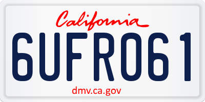 CA license plate 6UFR061