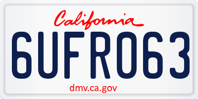CA license plate 6UFR063