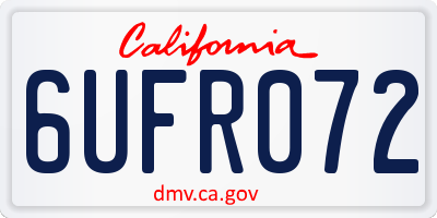 CA license plate 6UFR072
