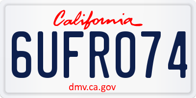 CA license plate 6UFR074