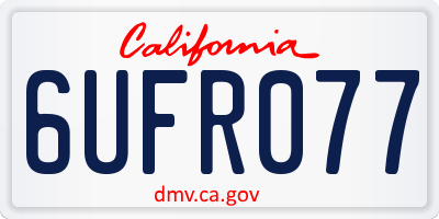 CA license plate 6UFR077