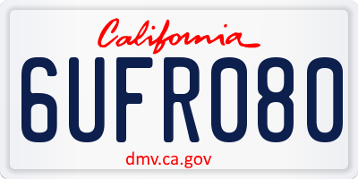 CA license plate 6UFR080
