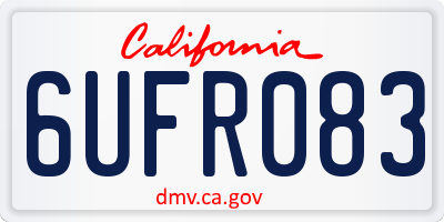 CA license plate 6UFR083