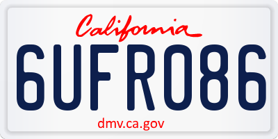 CA license plate 6UFR086