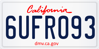 CA license plate 6UFR093