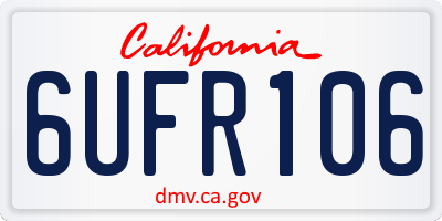 CA license plate 6UFR106