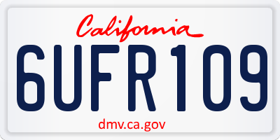 CA license plate 6UFR109