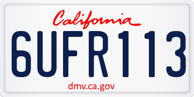 CA license plate 6UFR113