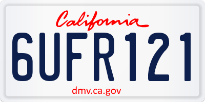 CA license plate 6UFR121