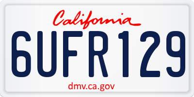 CA license plate 6UFR129