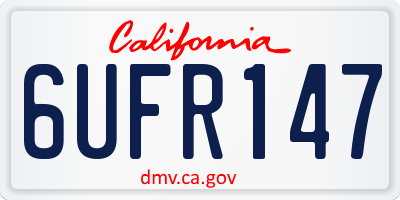 CA license plate 6UFR147