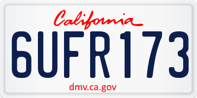 CA license plate 6UFR173