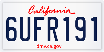 CA license plate 6UFR191