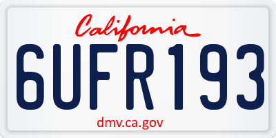 CA license plate 6UFR193