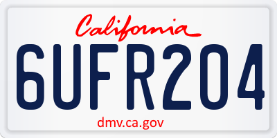 CA license plate 6UFR204