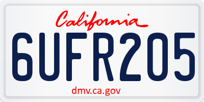 CA license plate 6UFR205