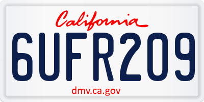 CA license plate 6UFR209