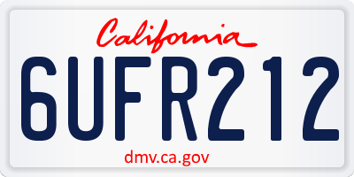 CA license plate 6UFR212