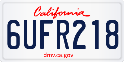 CA license plate 6UFR218