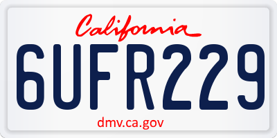 CA license plate 6UFR229