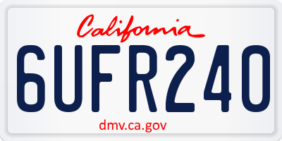CA license plate 6UFR240