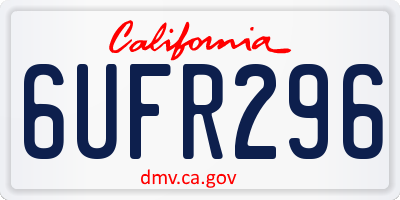 CA license plate 6UFR296