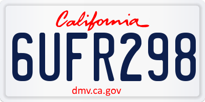 CA license plate 6UFR298