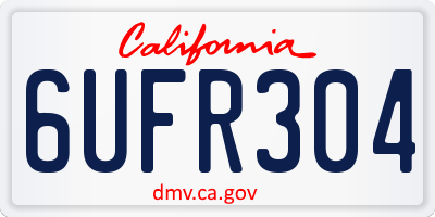 CA license plate 6UFR304