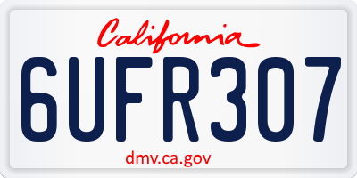 CA license plate 6UFR307