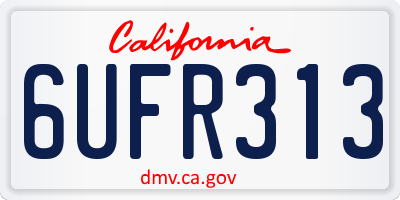 CA license plate 6UFR313
