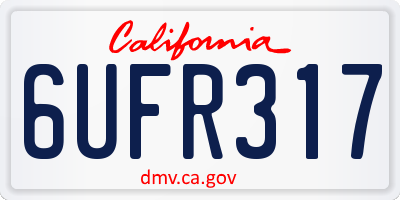 CA license plate 6UFR317