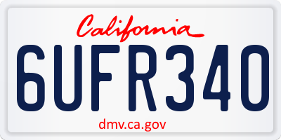 CA license plate 6UFR340