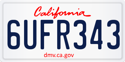 CA license plate 6UFR343