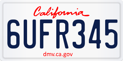 CA license plate 6UFR345
