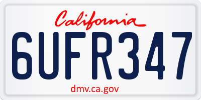 CA license plate 6UFR347