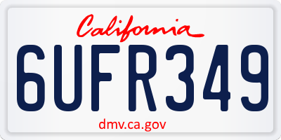 CA license plate 6UFR349