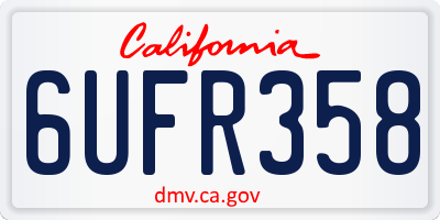 CA license plate 6UFR358
