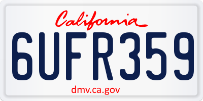 CA license plate 6UFR359