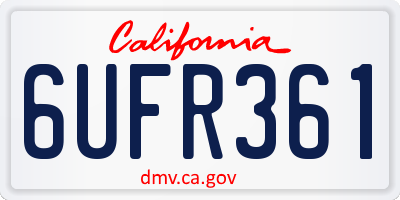 CA license plate 6UFR361