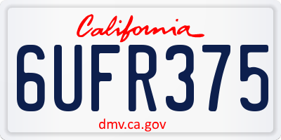CA license plate 6UFR375
