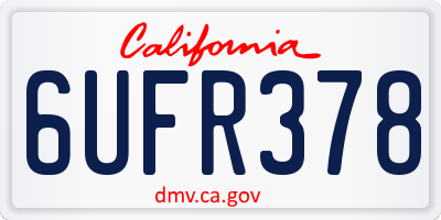 CA license plate 6UFR378