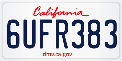 CA license plate 6UFR383