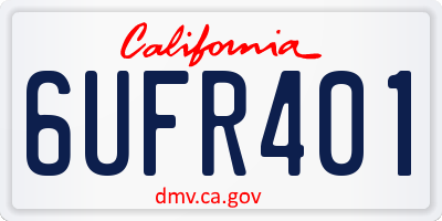CA license plate 6UFR401