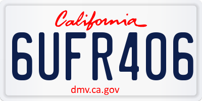 CA license plate 6UFR406
