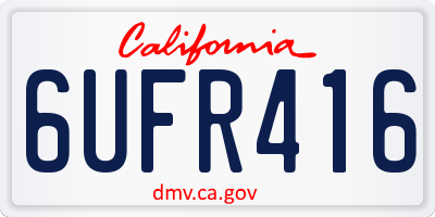 CA license plate 6UFR416
