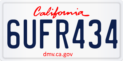 CA license plate 6UFR434