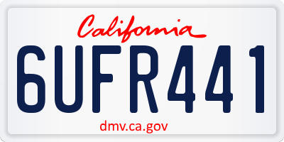 CA license plate 6UFR441