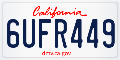 CA license plate 6UFR449