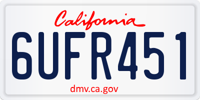 CA license plate 6UFR451