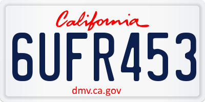 CA license plate 6UFR453
